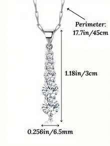 1pc Simple And Fashionable 925 Sterling Silver 3.0ct Natural Diamond Necklace, Suitable For Women's Daily Wear, Parties, Work Commute, Valentine's Day, Christmas, Mother's Day Jewelry Gift