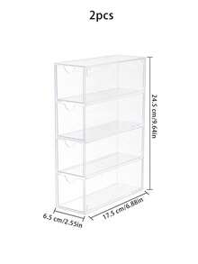 1/2 Pcs (1 Is 4 Layers) Multifunctional Transparent Desktop Bathroom Kitchen Room Storage Box - Perfect For Fashion Glasses, Cosmetics And Lipstick Dustproof Drawer Dividers, Is An Ideal Gift
