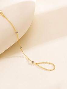 Gold Hand Chain Bracelet For Women , Gold Ring Bracelet Hand Chain Finger Ring Cuff Bracelet Cubic Zirconia Hand Jewelry For Women Summer Beach Jewelry Accessories For Women