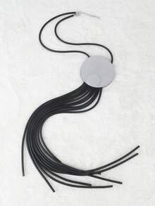 MARLIWOO Exaggerated Tassel Pendant Necklace - Black - View 8