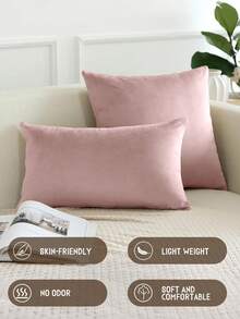 Bộ 1/2/4 vỏ gối nhung màu hồng trơn, vỏ gối trang trí mềm mại, vỏ gối, bộ đồ giường, chỉ có vỏ gối (không kèm ruột gối), khóa kéo, thích hợp cho ghế sofa, phòng ngủ, phòng khách và nhiều loại phòng khác, vỏ gối nhung mềm mại, thoáng khí và thân thiện với da, đồ dệt gia dụng ấm cúng, thích hợp cho mọi mùa, trang trí nhà cửa mùa thu, kích thước 45*45 inch, trang trí phòng, chứng nhận Oeko-Tex - Hồng - Xem 5