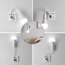 Kasotile E27 插入式灯座适配器带开关 - 多功能灯泡支架转换器，PVC，白色，壁挂式，110V-130V，适用于夜灯、床头灯和壁灯，商业照明，1 件装 - 美規A型插(110-127V) - 查看 8