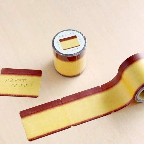 Japanischer Stil Nagasaki Castella Pudding Memo Rolle - M5 Größe abreißbares Washi Tape für Journaling, Ins Ästhetik Schreibwaren & süße Schreibtisch Dekoration