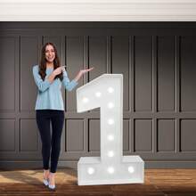 Bộ chữ số phát sáng 4ft từ 0-9 màu trắng có đèn, trang trí tiệc sinh nhật, khung chữ số ghép lớn 0-9, bảng hiệu bằng xốp dày đã cắt sẵn, trang trí tiệc kỷ niệm. - trắng - Xem 14