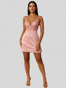 Sensual Nightgown With Lace Finish + Microfiber Robe With Lace PAULA. - Màu hồng gỉ - Xem 5