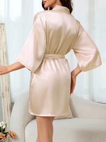 1 chiếc áo choàng ngủ nữ màu trơn thanh lịch thắt eo, đồ ngủ ngắn gợi cảm bằng lụa satin mềm mại, phù hợp cho cô dâu, phù dâu, mặc nhà, váy ngắn mùa cưới, áo choàng thêu tên, kimono và đồ ngủ, đồ dùng cần thiết cho năm học mới. - Rượu sâm banh - Xem 6