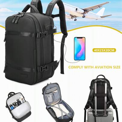 BRIJAY Ryanair kabinryggsäck 40x20x25cm (20L) | Vattentät flygplansryggsäck med kabelögla | Kraftigt handbagage | Vandring, skola och arbetsryggsäck | Svart/Marinblå/Khaki/Grön/Rosa/Lila