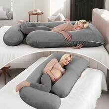 Pregnancy Pillow, Maternity Pillow For Pregnant Women 60 Inch, U Shaped Pregnancy Pillows For Sleeping, Full Body Pillow,Pregnant Women Must Have With Removable Cover, Black Velvet - Black - View 6