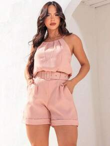 New Fashion Women's Linen Set - Baby Pink - View 2