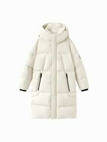 Balabala Tween Girl Long Down Coat, Thick Winter Jacket, Hooded Warm Outerwear For Boys & Girls - Light Khaki - View 4