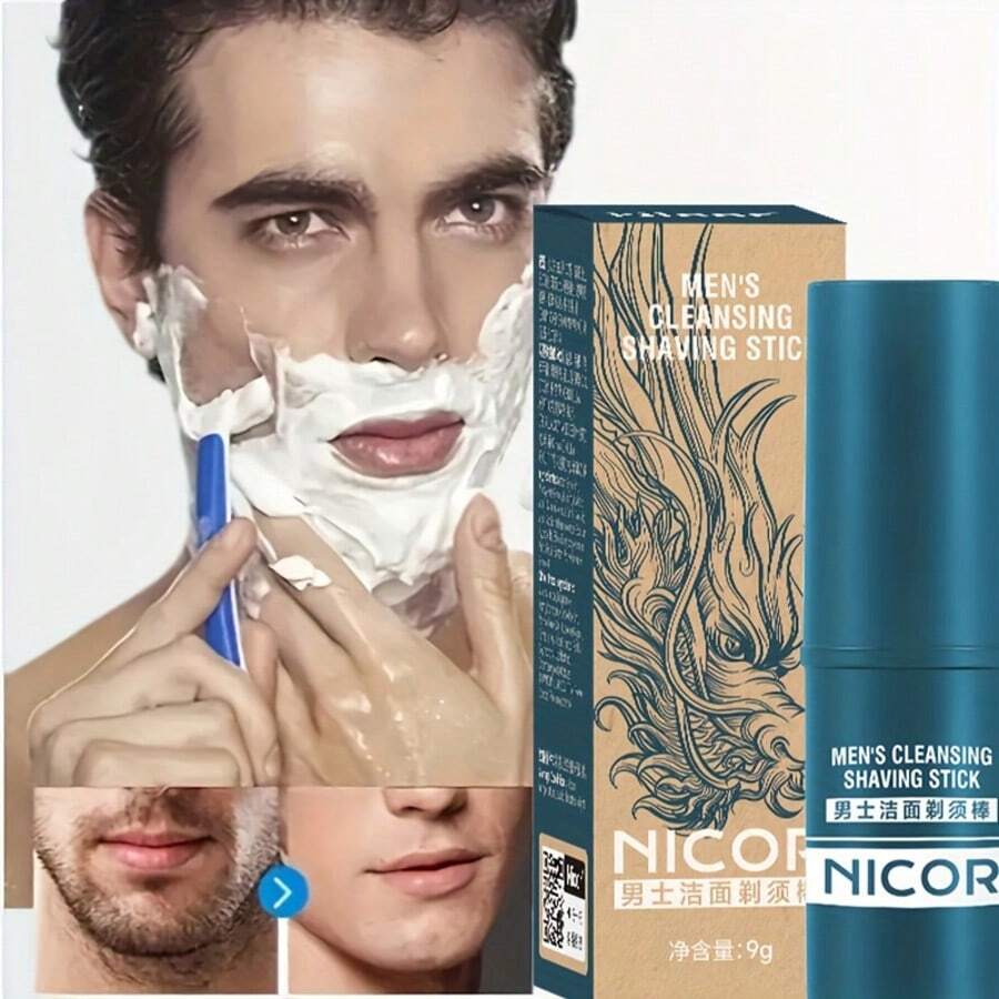 3-Second Softening Men's Shaving Cream - Alcohol-Free, Suitable For Sensitive Skin, Prevents Ingrown Hairs And Cuts, Moisturizing Shave, Fresh Scent, Beard And Stubble Care, Shaving Accessories, Stick Design, Alcohol-Free Formula, Smooth Shave, Natural Ingredients, Men's Grooming