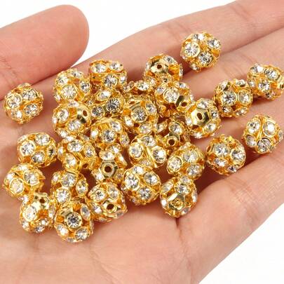 50pcs Multicolor AB Rhinestone Balls Crystal Loose Spacer Round Beads For Jewelry Making DIY Bracelet Accessories