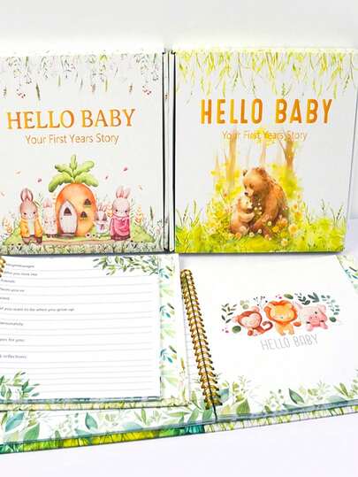 1 件可爱笔记本记忆书，DIY 记忆书，带兔子和熊封面，可用于剪贴簿相册、迎婴派对、家庭聚会、生日和节日礼物、婴儿成长纪念品