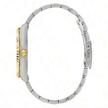 Guess GW0265G8 Klassisch elegante Herren Analog Quarz Uhr mit Tag-/Datumsfunktion, grünes rundes Zifferblatt und zweifarbiges Edelstahlarmband in Silber und Gold, geeignet für den täglichen Businesswear, Geburtstagsgeschenk für Männer