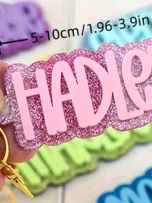 1 Personalized Acrylic Name Keychain - Customized Letter Name Plate, Sparkling Pink Design, Perfect Gift For Girl, Birthdays And Special Occasions, Backpack Charm, Name Personalized Gift,Christmas Gift Supplies