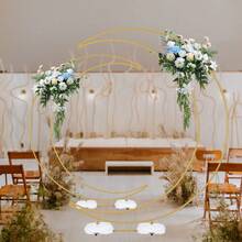 Vincidern 2 件 6.9 英尺金色气球拱门支架 Arcos Para Decorar，半月形金属婚礼拱门背景，适用于婚礼仪式、生日派对、毕业装饰 2025 年夏季礼物海滩返校学校用品房间装饰 - 金的(2Pcs) - 查看 8