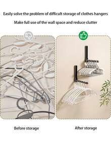 2PCS/1PC Hangers Save Space, Foldable Hanging Storage Device, Hanger Hook Organizer And Hanger Storage Rack That Can Accommodate Velvet/Wood/Plastic Hangers, Multi-Functional Non-Porous Storage Rack