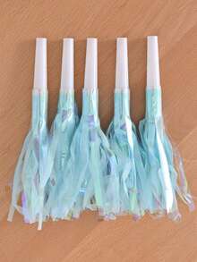 6 件套生日派对吹龙配流苏哨子、生日派对喇叭、全息流苏派对发声器 - 多色哨子，适合生日和活动庆祝活动，塑料彩虹发声器适用，派对装饰的最佳选择 - 粉色 - 查看 19