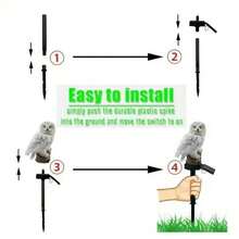 Solar Owl Garden Light - LED Resin Statue, With Matte Metal Finish, Is Very Suitable For Fence, Lawn, Sidewalk And Terrace Decoration, Including Installation Hardware And On/Off Control