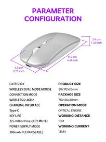 Mejora tu experiencia informática con un ratón inalámbrico recargable - Ratón óptico silencioso de 2.4GHz, adecuado para portátiles - Plateado - Ver 8