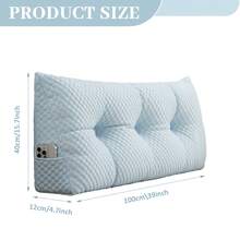 Soft Headboard Pillow Bed Wedge Pillow For Headboard With Side Pockets Dorm Headboard Twin Full Queen King Backrest Pillow, Bed Bolster Pillows For Back Support With Removable Cover - Màu xanh nhạt - Xem 8