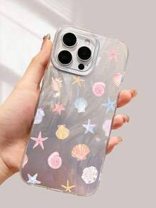 Nuevo estuche de teléfono a prueba de golpes con patrón pintado de elementos marinos degradados, como estrellas de mar y conchas, adecuado para iPhone 16 15 14 13 12 11 Pro Max/Plus/Pro 16E