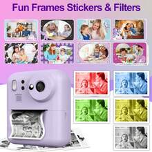 Kids Instant Print Camera Set, Front & Rear Selfie Camera, Supports 1080P Video, Suitable For 3-12 Years Old As Christmas, Birthday And New Year Gift, Portable Travel Print Digital Camera Toy For 6-12 Years Old