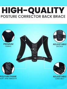 1pc Adjustable Back Support, Posture Corrector Suitable For Men And Women, Provides Support For Mid-Back, Upper Back, Neck, Shoulders, Clavicle - Posture Training Brace For Sports