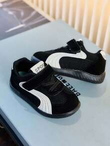 1 Pair Children's Spring/Autumn New Style PU Korean Fashion Sneakers, Soft Sole Non-Slip Unisex Outdoor Casual Shoes