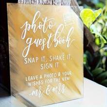 1pc Unfinished Transparent Acrylic Blank Wedding Sign Board - Suitable For All Seasons, DIY Crafts And Decorations, House Number Plates And Labels, Home Decor, Holiday Gifts. Can Be Used For Painting, Architectural Models And Dyeing, Party Signage. Transparent Acrylic Board For Wedding Birthday Party Directions (Stand Not Included)