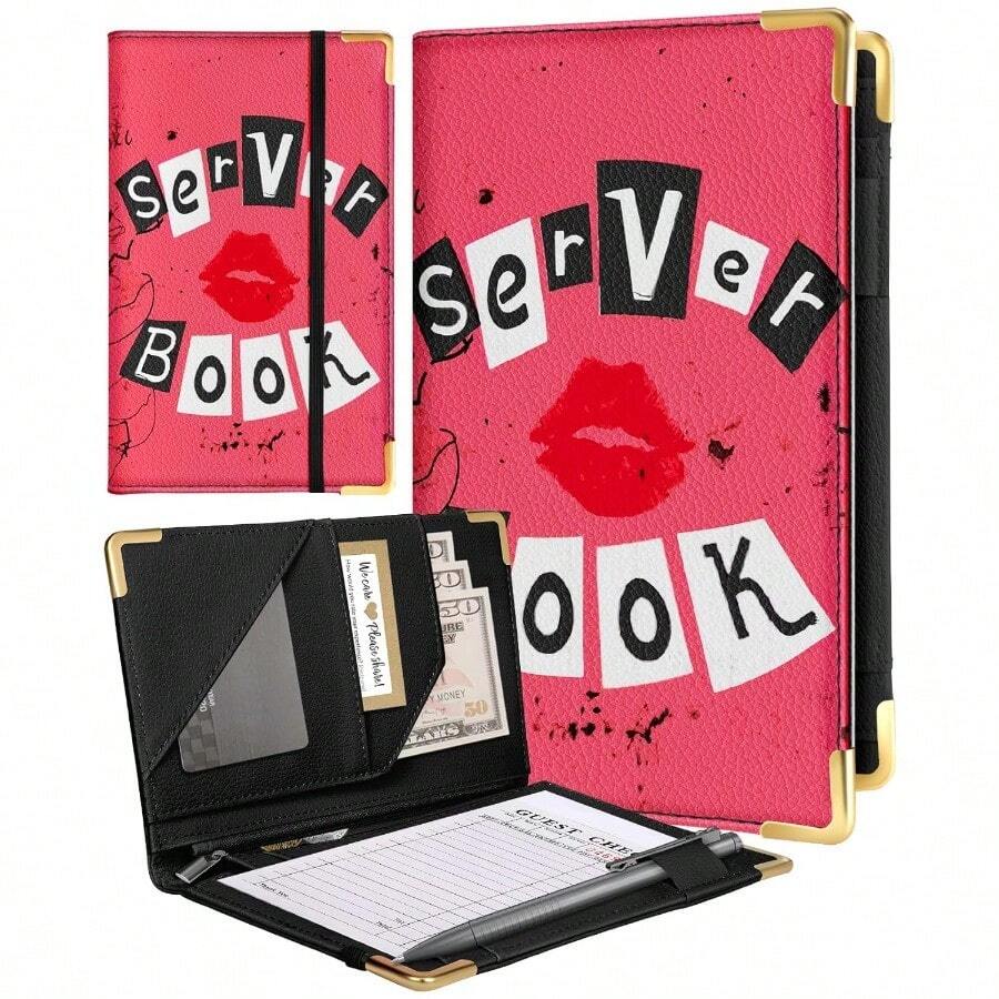 Server Book For Waitress Cute Serving Books With Zipper Pocket Accessories Leather Server Check Book Restaurant Waiter Server Booklet Organizer Ticket Book Holder Lip - Lip - View 1