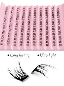 Rikuaild 160根自然逼真的貂毛假睫毛，6-8毫米混合长度，蓬松轻盈，柔软簇状假睫毛，适合日常妆容，可重复使用 - C - 查看 6