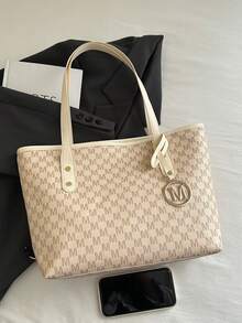 حقيبة تسوق قابلة للطي ذات نمط هندسي أنيق وسعة كبيرة، تشمل محفظة صغيرة، مناسبة للفتيات والنساء للتسوق والتنقل والسفر في العطلات، حقيبة نسائية بطراز العملة القديمة، حقيبة مدرسية