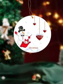 Custom Christmas Decorations With 1-8 Names, Personalized Christmas Tree Decorations, Customized Christmas Gifts, Customizable Text Christmas Ornaments, Diy Ornaments, Christmas, Garden, Acrylic, Ceramic, Wooden, Christmas Crafts, Snowman Pattern, Room Decor, Mom, Family