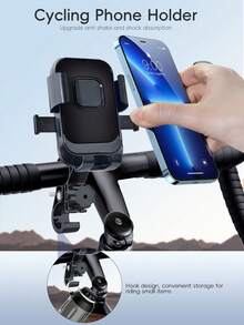 1PC Rotatable Bicycle/Motorcycle Mobile Phone Stand, Made Of High-Quality ABS Material, Stable, Suitable For Outdoor Cycling - Snap-Fit Handlebar Clamp, Compatible With 4.7-7.2 Inch Mobile Phones, Essential For Summer Cycling