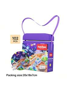 Children's Paper Animal Puzzles, Built-In Shoulder Bag For Easy Storage, Educational Toy Gifts, Ideal For Outdoor Activities. Mars Astronaut Base Series, Dinosaur Valley Series, Whale Underwater World Series, Train Concentration, High Difficulty Puzzle Toys Suitable For Boys And Girls.