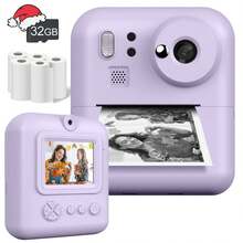 Kids Instant Print Camera Set, Front & Rear Selfie Camera, Supports 1080P Video, Suitable For 3-12 Years Old As Christmas, Birthday And New Year Gift, Portable Travel Print Digital Camera Toy For 6-12 Years Old