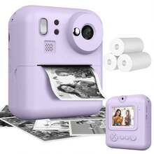 Children's Digital 2.4-Inch LCD Screen, 1300mAh Long-Lasting Battery, Instant Photo Printing And Fun Creative Photo Frame Stickers And Filters - Includes 3 Rolls Of Film, Birthday Party Gift For Boys And Girls, Birthday Party Gift, Easy-To-Use Interface, Ideal Gift For Halloween, Christmas Or Birthdays Instant Printing Camera