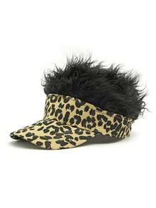 1pc Unisex Leopard Print Wig Hat, Streetwear Hip Hop Visor Cap, Casual & Versatile Baseball Cap - Leopard Print Wig Cap - View 10