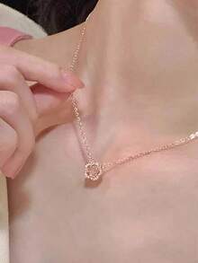 1pc Elegant Women's Jewelry, Romantic Cherry Blossom Necklace, Luxury Minimalist Design, Rose Gold Delicate Choker Necklace, Suitable For Daily Wear