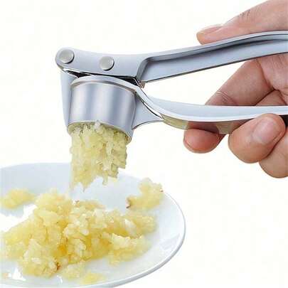 1pc Metal Garlic Press, Manual Garlic Mincer, Portable Ginger Grater, Kitchen Tool