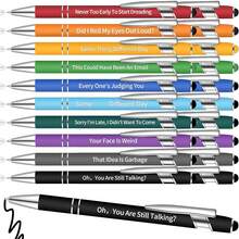10pcs/Set Interesting Text-Themed Ballpoint Pens, Positive Energy Ballpoint Pens, Metal Push-Button Stylish Pens, Aluminum Barrel Ballpoint Pens, Capacitive Touch Ballpoint Pens, Handwriting Touch Screen Pens - Capacitive Pen Style 8 - View 10