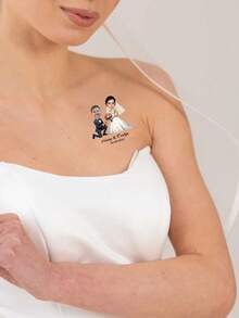 Wedding Couple Temporary Tattoos Personalized Photo Stickers Bridal Celebrations Birthday Bachelorette Party Face Cutouts Party Favors Waterproof Body Art - Multicolor - View 4