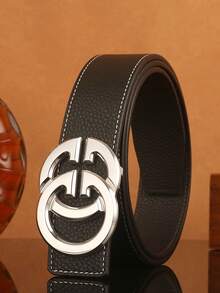 1 Pieza Cinturón ajustable de hombre con hebilla de aleación con letra. Este cinturón es una opción de alta gama cuidadosamente seleccionada para hombres, que combina el estilo empresarial y la moda. Es duradero, con una longitud de 120 cm, adecuado para uso diario y ocasiones de fiesta. Como cinturón de vaqueros, es un regalo ideal para novios, padres y amigos. - Multicolor - Ver 2