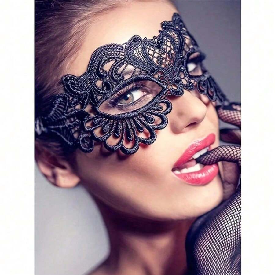 Soft & Skin-Friendly Black Lace Sexy Eye Mask Masquerade Mask, First Choice For Party & Gathering Halloween Valentine's Day - màu đen - Xem 1