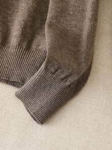 GIGOGOU Suéter básico cálido de manga larga para mujer de talla grande 1XL-4XL para otoño e invierno - Café integral - Ver 3