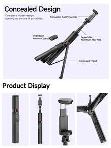 AXNEN Giá đỡ điện thoại xoay đa góc, gậy selfie cầm tay có đèn chiếu sáng và điều khiển từ xa Bluetooth không dây, chân đế điều chỉnh được cho điện thoại thông minh Android/IOS, quay vlog, ổn định video du lịch. - Nhiều màu - Xem 10