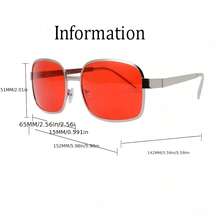 Silver Eyeglass Frames For Men And Women Temperament Dark Red Red Lenses Thin Glasses - 玫紅色 - 查看 6