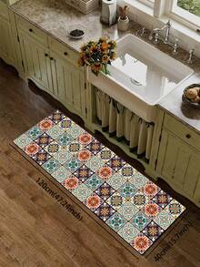 1入組矽膠廚房地墊，彩色印花廚房地墊，輕盈奢華風格，緩震抗疲勞，吸水速干防滑廚房墊和地毯，簡單的矽膠軟墊，適用於廚房、浴室、入口、洗衣房等場所，房間裝飾 - 彩色 - 查看 15