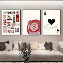 Chic Matchstick For Man Billiards Canvas Art Print - Modern Wall Decor For Living Room, Bedroom, Home Office - Unframed, Waterproof Poster Ideal For Spring/Fall Decoration - Multicolor - View 1